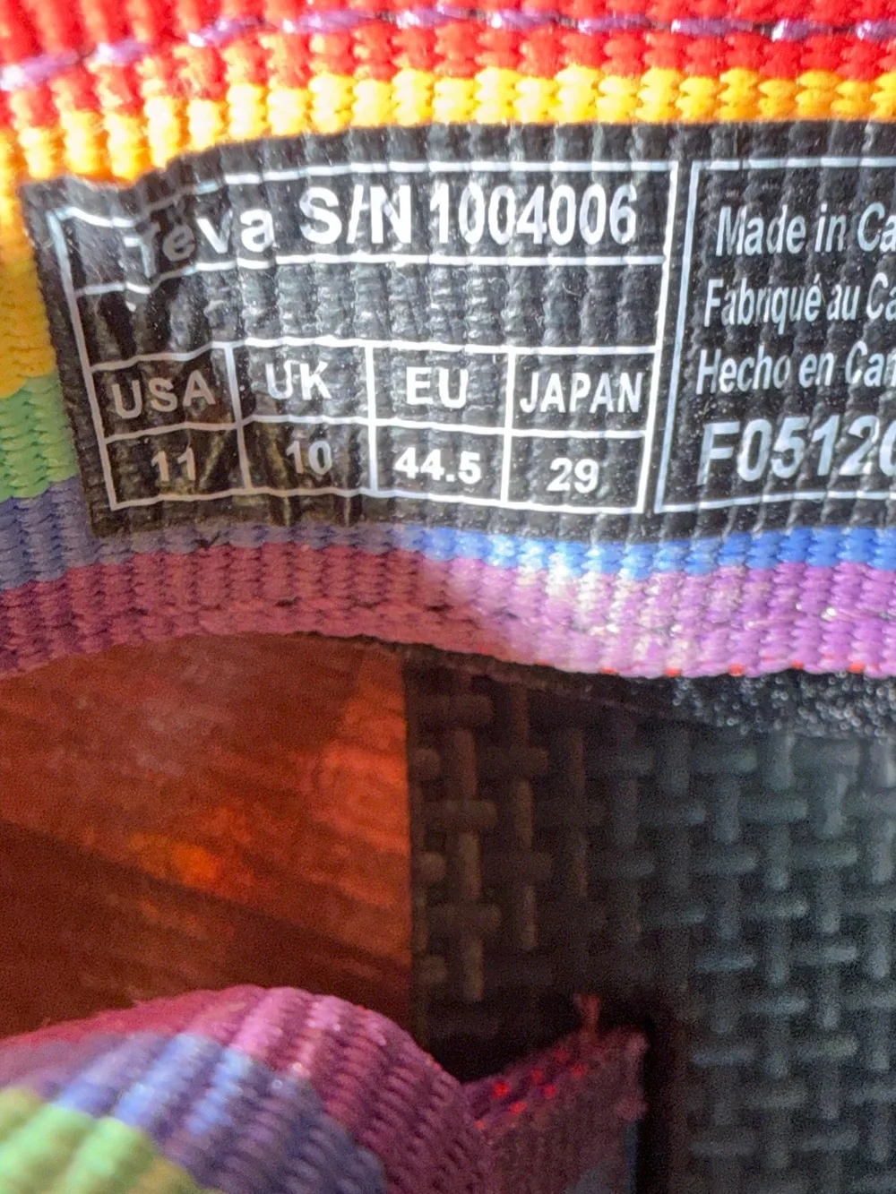 Teva Original Universal Pride Rainbow Sandals Men’s 11 Black Multicolor
